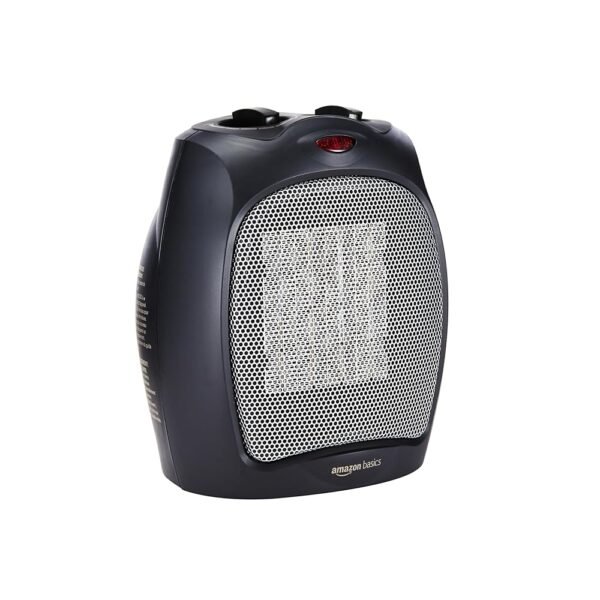 Amazon Basics Ceramic Space Heater, Portable Heater for Indoor Use, for Office and Home, With Overheat and Tip-Over Protection, Thermostat, Non-Oscillating, 1500W, Black, 7.52"D...