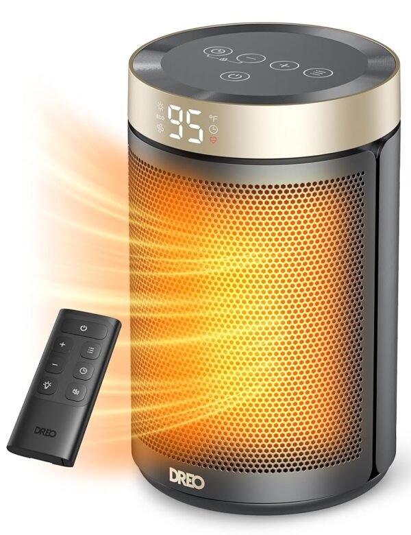 Dreo Space Heater, Portable Electric Heaters for Indoor Use with Thermostat and Remote, 2024 Upgraded, Digital Display, 12H Timer, 5 Mode, 1500W PTC Ceramic Fast Safety Heat for...