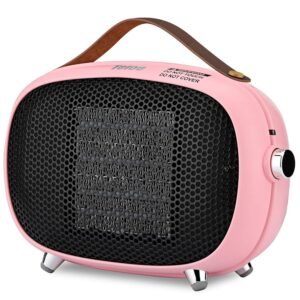 Mini Electric Ceramic Space Heater 800W/400W, Small, PTC with Tip-Over and Overheat Protection, 3 Operating Modes for Office, Bedroom and Under Desk (PINK)