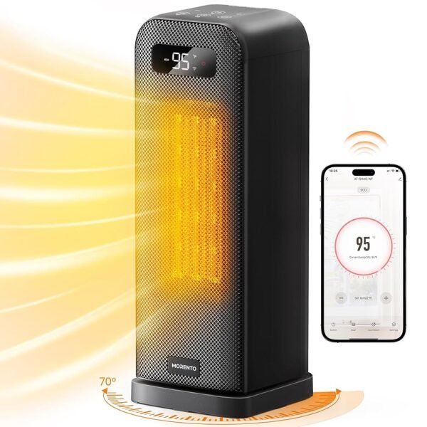 MORENTO Space Heaters for Indoor Use, Smart Space Heater, Wi-Fi & Voice Control, Portable Heater with Thermostat, 1500W Electric Heater, 12H Timer, Quiet Space Heater for Office...