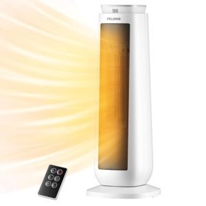 PELONIS 23” Oscillating Ceramic Tower Space Heater with Remote & Thermostat, Electric Energy Efficient Floor Heater for Indoor Use Large Room Safe with Timer, ECO Mode, 1500W,...