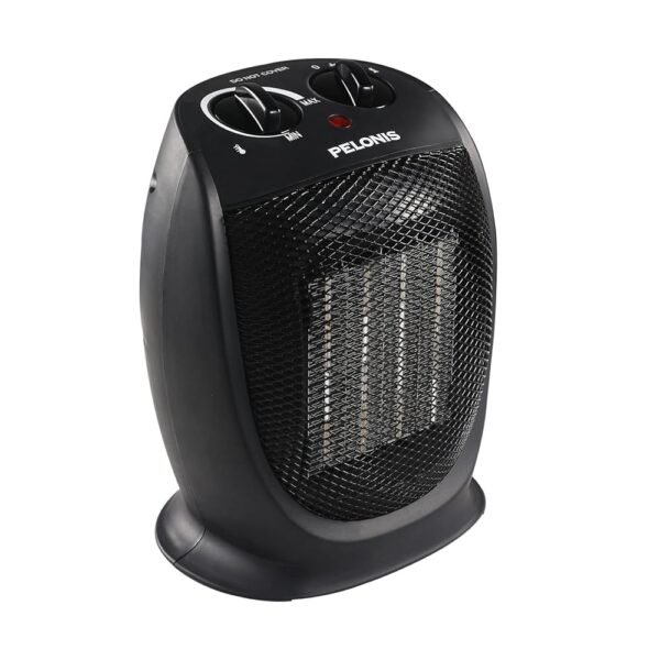 PELONIS PHTA1ABB Portable, 1500W/900W, Quiet Cooling & Heating Mode Space Heater for All Season, Tip Over & Overheat Protection,for Home, Office Personal Use, Black , 9inch