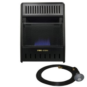 ProCom ML100TBAHR Ventless Propane Gas Blue Flame Space Heater with Thermostat Control for Living Room, Bedroom, Home Office, 10000 BTU, Heats Up to 300 Sq. Ft., Includes Wall... ProCom ML100TBAHR Ventless Propane Gas Blue Flame Space Heater with Thermostat Control for Living Room, Bedroom, Home Office, 10000 BTU, Heats Up to 300 Sq. Ft., Includes Wall...