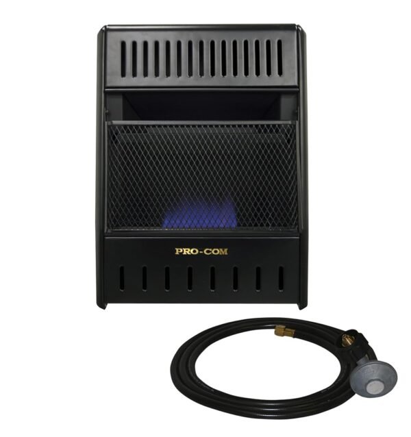 ProCom ML100TBAHR Ventless Propane Gas Blue Flame Space Heater with Thermostat Control for Living Room, Bedroom, Home Office, 10000 BTU, Heats Up to 300 Sq. Ft., Includes Wall...