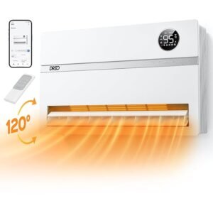 Dreo Smart Wall Heater, Electric Space Heater for Bedroom 1500W, 120° Vertical Oscillation, Adjustable Thermostat, Remote Control, 24H Timer, Easy-Mount Heater for Indoor Use,...