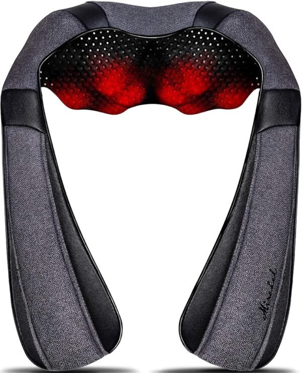 Mirakel Shiatsu Neck & Back Massager with Heat - Deep Tissue Neck, Back & Shoulder Pain Relief - Ergonomic Design Shoulder Massager, Electric Kneading Whole Body Massage Pillow...