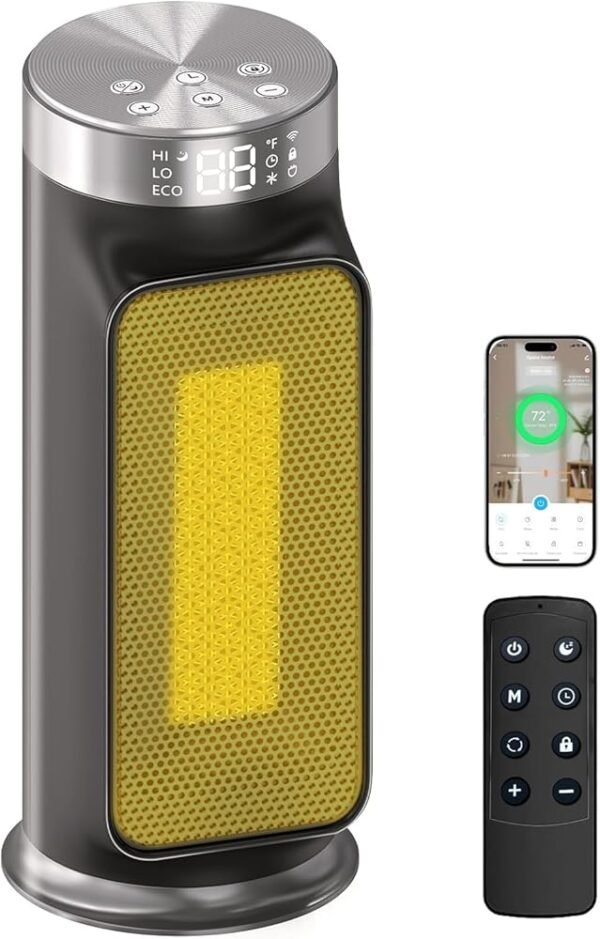 1500W Smart Electric Space Heater for Indoor Spaces - WiFi/App Control, Remote Included, 24H Timer, 5 Modes for Home, Office, Bedroom, Bathroom Use 1500W Smart Electric Space Heater for Indoor Spaces - WiFi/App Control, Remote Included, 24H Timer, 5 Modes for Home, Office, Bedroom, Bathroom Use