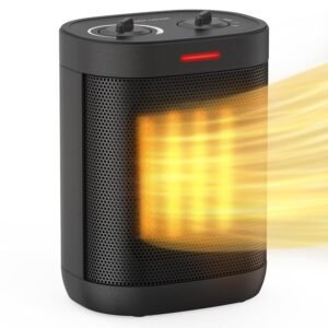1500W Space Heaters for Indoor Use, Portable PTC Ceramic Space Heater, Small Space Heater with Thermostat, Three Modes, Overheat and Tip-Over Protection for Office Home
