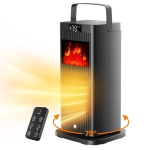 2024 New Space Heater, ETL & UL Portable Space Heaters with Fireplace Flame Effect 1500W Oscillating Electric PTC Ceramic ECO Mode Temp Control Heater for Indoor...