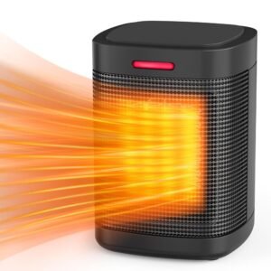 500W PTC Small Ceramic Electric Heater, Portable Electric Space Heater with One-Click, Fast Safety Heating, Overheating and Tip-Over Protection, Mini Space Heater for Indoor Use...