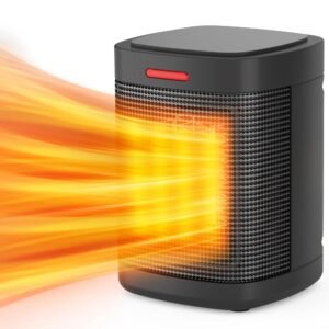 500W Small Space Heater for Indoor Use, Ceramic Personal Heater with Overheating & Tip-Over Protection, Mini Quiet Desk Heater for Home Office Bedroom