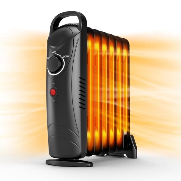 Air Choice Oil Filled Radiator Heater, 700W Oil Heater with Adjustable Thermostat, Overheat Protection, 2 Heat Settings, Portable, Quiet & Durable Electric Heating for Indoor,...