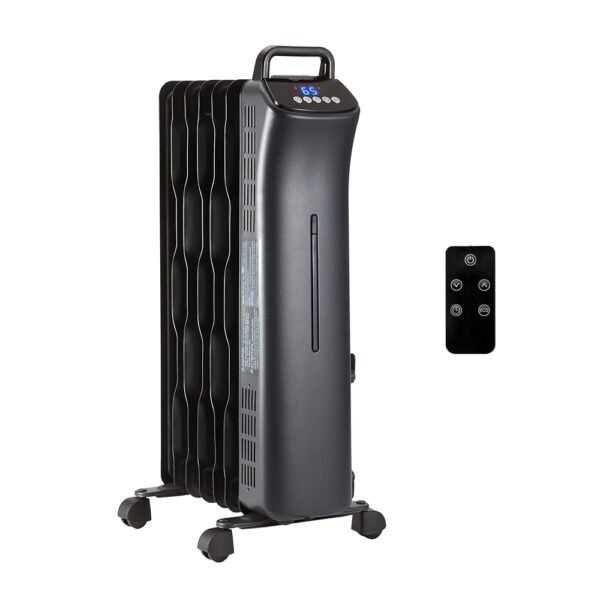 Amazon Basics Oil Space Heater with Remote Control, Portable Radiator Heater with 7 Oil-Filled Fins Indoor Uses, 3 Heat Settings, Thermostat, Tip-Over Protection, ETL Safety... Amazon Basics Oil Space Heater with Remote Control, Portable Radiator Heater with 7 Oil-Filled Fins Indoor Uses, 3 Heat Settings, Thermostat, Tip-Over Protection, ETL Safety...
