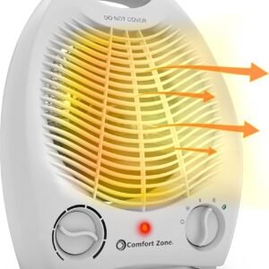Comfort Zone Electric Fan-Forced Portable Space Heater with Adjustable Thermostat, Overheat Sensor, Tip-Over Switch, & Heat Resistant Housing, Ideal for Home, Bedroom, & Office,...