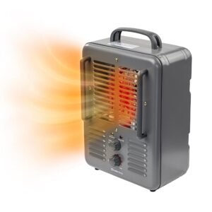 Comfort Zone Milkhouse Style Utility Space Heater with Adjustable Thermostat, Electric, Portable, 3-Prong Plug, Overheat Protection, & Tip-Over Switch, Ideal for Garage or...