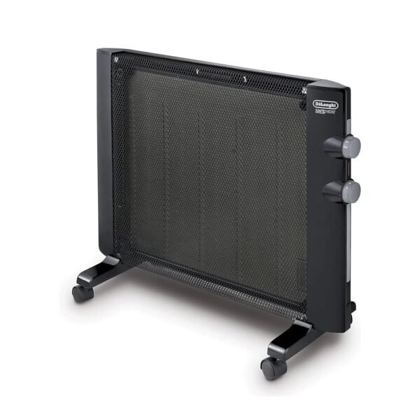 DeLonghi Mica Panel Space Heater, 1500W quiet electric space heater for indoor use, adjustable thermostat, freestanding/ easy wall mount, full room heating with built-in safety...