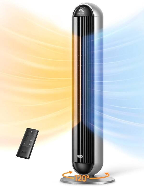 Dreo Heater Fan, 42" Electric Heaters for Indoor Use with Thermostat, 5 Heat & 12 Fan Levels, 120° Oscillation, 12H Timer, 25dB Quiet, Ceramic Heater with Remote for Large Room,... Dreo Heater Fan, 42" Electric Heaters for Indoor Use with Thermostat, 5 Heat & 12 Fan Levels, 120° Oscillation, 12H Timer, 25dB Quiet, Ceramic Heater with Remote for Large Room,...