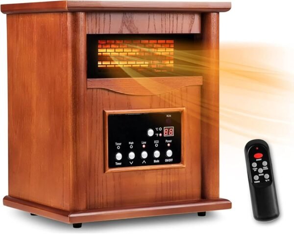 Electric Infrared Space Heater, Quartz Heater for Indoor Use, Tip-Over & Overheat Protection with Remote Control, 3 Heat Settings, 12H Timer, 1500W for Large Room Basement... Electric Infrared Space Heater, Quartz Heater for Indoor Use, Tip-Over & Overheat Protection with Remote Control, 3 Heat Settings, 12H Timer, 1500W for Large Room Basement...