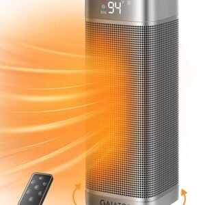 GAIATOP Space Heaters for Indoor Use, 1500W Portable Electric Heater, Quiet PTC Ceramic Heat with Thermostat, 5 Modes, Remote, 60° Oscillating, 12Hrs Timer, Powerful Wind for...