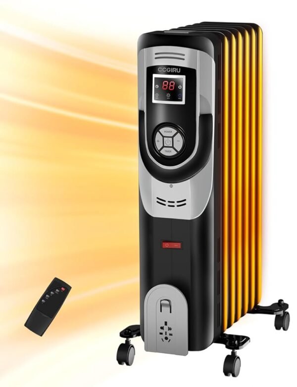 Oil Filled Radiator Heaters for Indoor Use with Remote, Oil Heaters for Indoor Use, Electric Quiet Space Heater with Thermostat for Bedroom Office, 3 Modes, 12H Timer, Overheat...