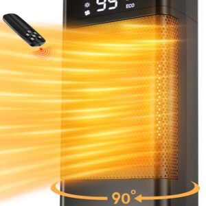 PGYIOO! Space Heater 99'F /1500W Power,Portable Heater 12PTC CeramicHeating Sheets Bedroom Heater, 12-Hour Timing,Home Bedroom office safety