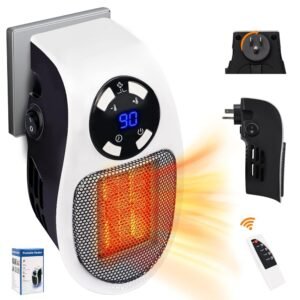 Plug in Heater for Indoor Use - 2025 Upgraded 500W Ultra Air Heater with Thermal Protection, LED & Timer, Portable Plug in Space Heater Wall Outlet for Bedroom Bathroom