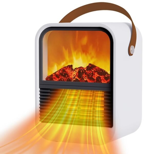 Portable Mini Small Electric Fireplace Heater,Small Room Space Heaters for Indoor Use with 3D Flames,PTC Ceramic Heater, Desk Space Heater for Bedroom,Bathroom and Office Quiet...