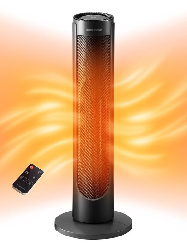 PURE CODE Space Heater, Portable Electric Heaters for Indoor Use, Voice and Remote Control, Overheating & Tip-Over Protection, 3 Mode, 12H Timer,1500W, PTC Ceramic Rapid Heat... PURE CODE Space Heater, Portable Electric Heaters for Indoor Use, Voice and Remote Control, Overheating & Tip-Over Protection, 3 Mode, 12H Timer,1500W, PTC Ceramic Rapid Heat...