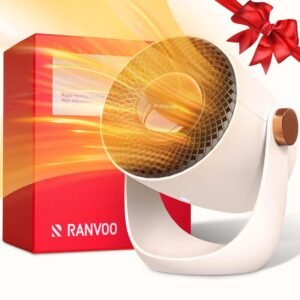 RANVOO Space Heater with Graphene 120° Up & Down, ECO Space Heaters for Indoor Use, Small Portable Heater with Dust Filter, Tip-Over Protection, Office Bedroom Desk Birthday...