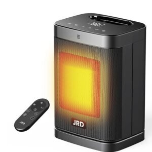 Space Heater, JRD 1500W Ceramic Portable Electric Heater with Remote, Rapid Heating, Thermostat, 80° Oscillation, 12H Timer, Small Quiet Desk Heat for Indoor Use Bedroom Home... Space Heater, JRD 1500W Ceramic Portable Electric Heater with Remote, Rapid Heating, Thermostat, 80° Oscillation, 12H Timer, Small Quiet Desk Heat for Indoor Use Bedroom Home...