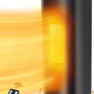 Space Heater, Portable Electric Heaters for Indoor Use with Adjustable Thermostat and Remote, 70° Oscillation, 1-12h Timer, 4 Modes, 1500W PTC Ceramic Small Mini Heater for...