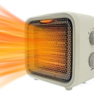 Space Heater, Portable Heater Fan for Indoor Use with Thermostat, 1500W/1000W Safe and Quiet Small Ceramic Heater With Cool Fan Mode for Office Bedroom Home Desk (Light beige)