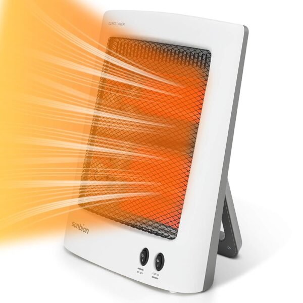 Space Heater, Radiant Heater with Two Heat Settings, Portable Electric Heater for Indoor Use, Halogen Heater for Garage Office, Foldable Holder, Overheat and Tip-over...