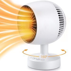 Space Heater,Small Space Heater,1200W Desk Heater for Office,160° Lateral Auto Oscillating,3 Gears Adjustable,PTC Ceramic Heating,Tip-over & Overheat Protection,Fast...