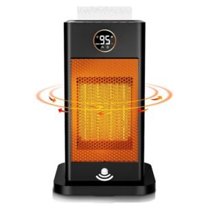 Space Heaters for Indoor Use,1500W PTC 2s Fast Heating Space Heater Large Room with Sensor Humidifier 3D Flame Effect Oscillating,Heater for Bedroom,Office,Dark Black