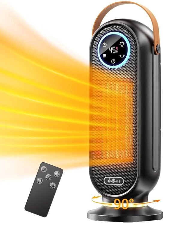 Space Heaters for Indoor Use, 16 Inch Portable Electric Heater for Office, 1500W Fast Heating Space Heater with Thermostat, 90°Oscillation, 12H Timer, Remote, Safe, Ultra-quiet... Space Heaters for Indoor Use, 16 Inch Portable Electric Heater for Office, 1500W Fast Heating Space Heater with Thermostat, 90°Oscillation, 12H Timer, Remote, Safe, Ultra-quiet...
