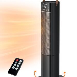 Space Heaters Indoor Use, 26" 12ft/s Electric Heater with Remote, 1500W Electric Heaters with 75°Oscillation, 1-12H Timer, PTC Electric Heater for Large Room, Bedroom Home...
