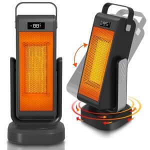 Upgraded Space Heater for Indoor Use 2024,PTC Portable Heaters with 3D Oscillating,Electric Heaters with Thermostat,4 Mode,3S Heating,1-12H Timer,Mini Desk Heater for...