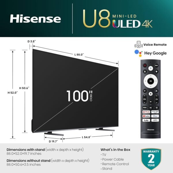 61iycy7kfoL._AC_SL1500_ Hisense 100U8K 100-Inch QLED TV review Mini-LED brilliance and advanced gaming features