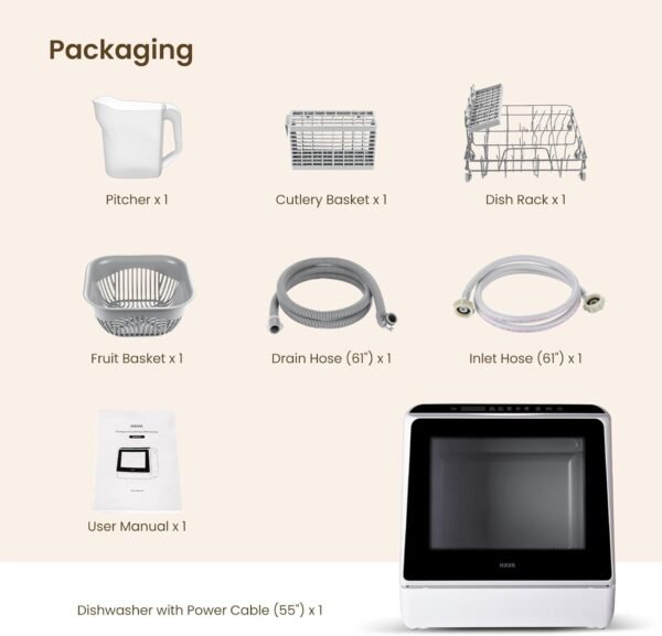 HAVA Countertop Dishwasher TDQR review portable compact appliance with built-in water tank