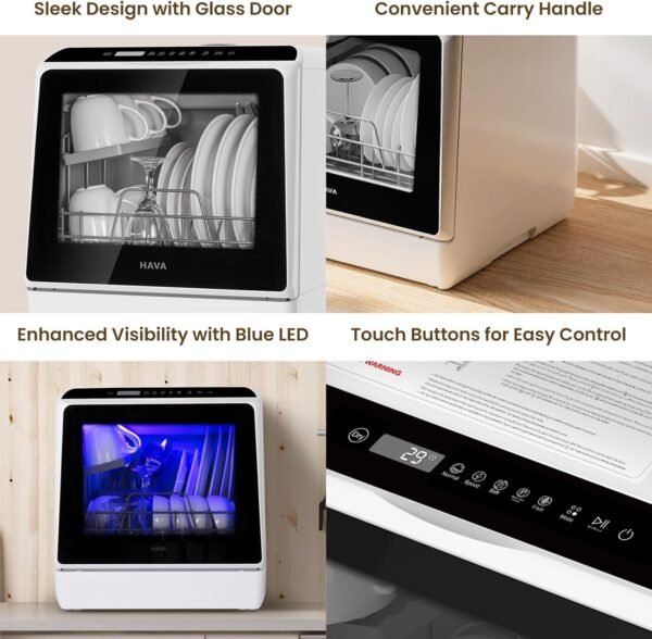 HAVA Countertop Dishwasher TDQR review portable compact appliance with built-in water tank
